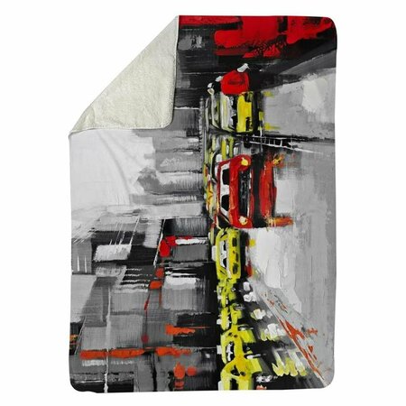 BEGIN HOME DECOR 60 x 80 in. Abstract Traffic by A Rainy Day-Sherpa Fleece Blanket 5545-6080-CI65